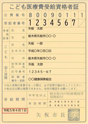 新・こども医療費受給資格者証（中学生以上）