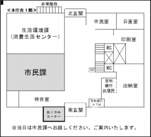 おくやみコーナー案内図