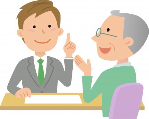 高齢者が相談するイラスト