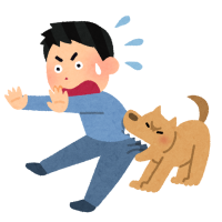犬に咬まれている人のイラスト